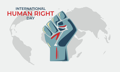 International Human Rights Day. An illustration of global equality and peace. The concept of social diversity. Solidarity fist.