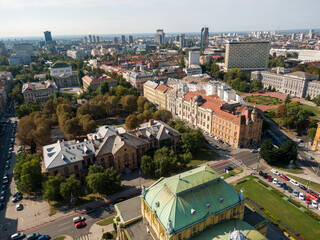 Aerial view at capital town of Croatia, Zagreb city main square, Europe. / Zagreb aerial cityscape Croatia.