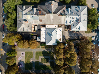 Aerial view at capital town of Croatia, Zagreb city main square, Europe. / Zagreb aerial cityscape Croatia.