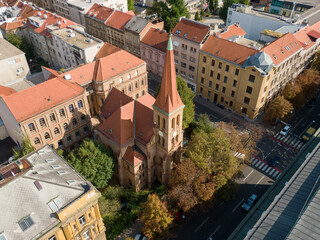 Aerial view at capital town of Croatia, Zagreb city main square, Europe. / Zagreb aerial cityscape Croatia.