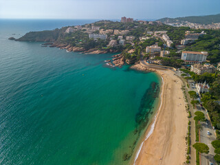 Fototapeta na wymiar S'Agaró Playa de Aro, Sant Pol aerial images summer beach European tourism