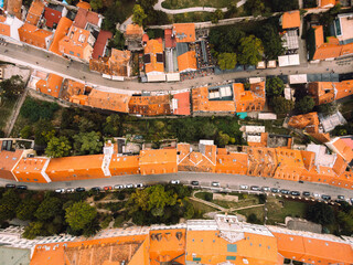 Aerial view at capital town of Croatia, Zagreb city main square, Europe. / Zagreb aerial cityscape Croatia.
