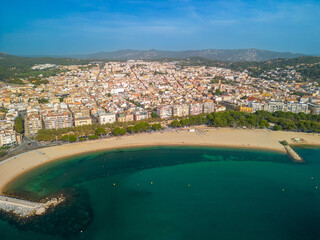 Sant Feliu de Guíxols on the Costa Brava of Gerona tourist beach turquoise Mediterranean sea...