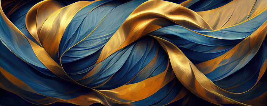 Panorama header with abstract organic lines and shapes, ukraine flag colors as wallpaper