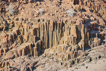 Organ pipes basalt rock formation in Damaraland Namibia