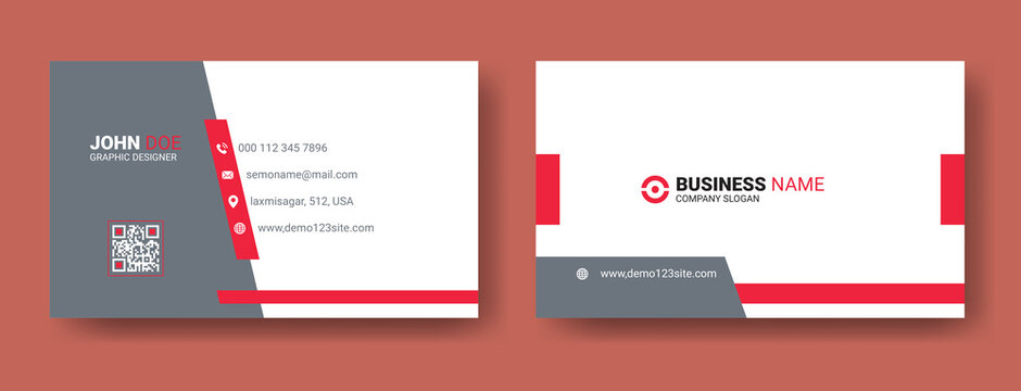 Modern presentation card with gray and red. business card template. Business and personal visiting cards. Vector illustration design