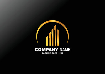 Abstract and Minimalist Real Estate Logo Design. Construction, Architecture or Building Logo.