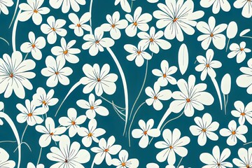 Doodle summer meadow plants and insects seamless boarder pattern. Line art style blossom background. Floral field surface design for nursery.