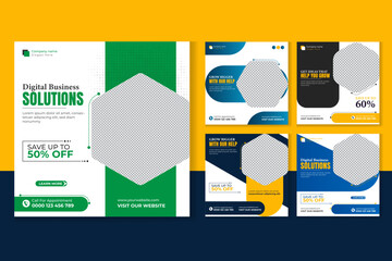 Modern business social media post template bundle