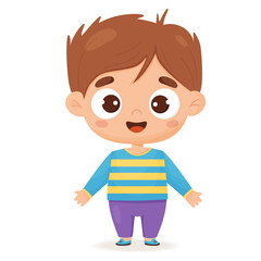 Cute fair skinned boy. Vector illustration. Character child in cartoon style for design, decor, print and kids collection, postcards.