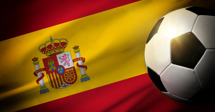 Spain National Team Background With Ball And Flag Top View