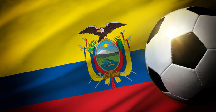Ecuador national team background with ball and flag top view