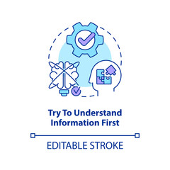 Improve information understanding concept icon. Effective memorization tip abstract idea thin line illustration. Isolated outline drawing. Editable stroke. Arial, Myriad Pro-Bold fonts used