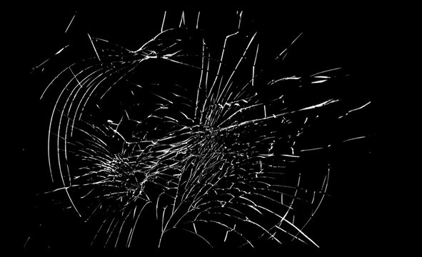 Pieces of destructed Shattered glass. Royalty high-quality free stock photo image of broken glass with sharp pieces. Break glass white and black overlay grunge texture abstract on black background