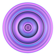 Fototapeta na wymiar Abstract round, radial lilac 3D element isolated on transparent background. 3D render