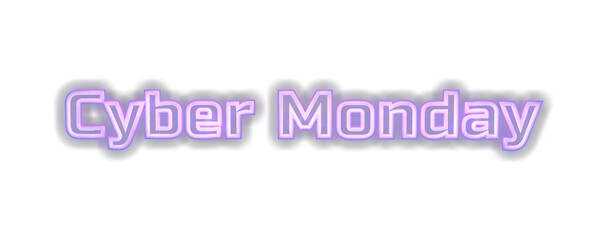 Neon inscription Cyber Monday, isolated on transparent background. 3D render.