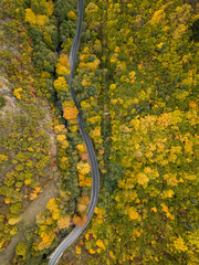 Autumn time in Bulgaria, mountains, Drone view
