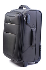 Big black suitcase isolated on white background