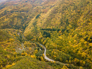 Autumn time in Bulgaria, mountains, Drone view
