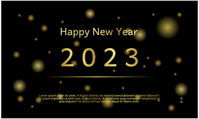 Happy new year 2023. Stylish elegant black background