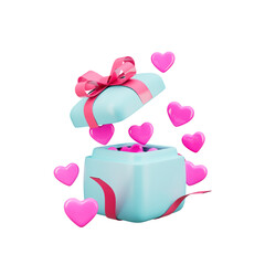 Gift box with heart icon isolated 3d render illustration