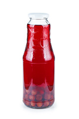 Cherry compote in glass jare isolated on a white background