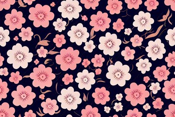 Naklejka premium Seamless pattern with abstract flowers and leave. Creative floral surface design. background