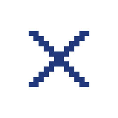 Fototapeta premium Cross mark pixelated RGB color ui icon. Delete action. Cancel button. Close. Simplistic filled 8bit graphic element. Retro style design for arcade, video game art. Editable vector isolated image
