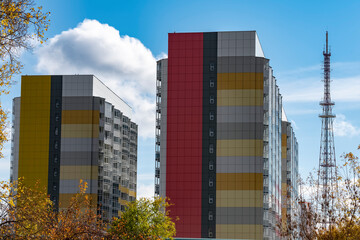 High-rise buildings of student dormitories near the television tower.