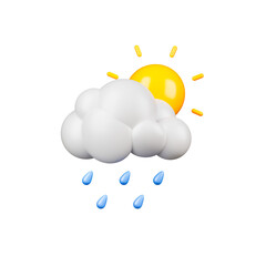 Sunny and rainy cloudy day weather forecast icon isolated