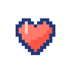 Heart pixelated RGB color ui icon. Like button. Expressing love. Sharing reaction. Simplistic filled 8bit graphic element. Retro style design for arcade, video game art. Editable vector isolated image