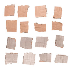 Collection of a cardboard pieces isolated on transparent background