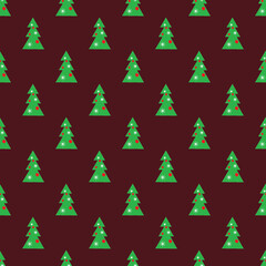 new year, christmas tree vector seamlees pattern for greting card, wrapping paper, textil