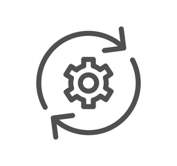 Engineering and gear icon outline and linear vector.
