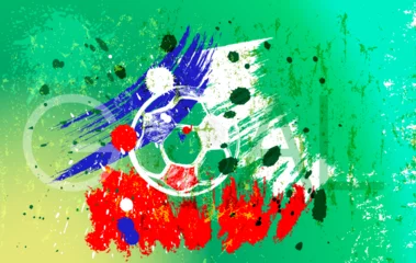 Foto op Canvas soccer or football illustration for the great soccer event, with paint strokes and splashes, france national color © Kirsten Hinte