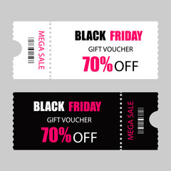 Black friday gift voucher template promotion. Sale discount.Vector illustration