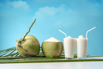A glass of sweet coconut water coconut fragrance