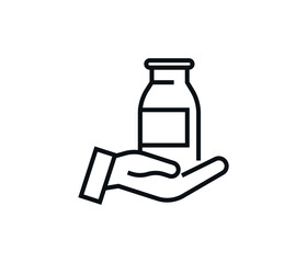 Symbol of hand holding milk bottle. vector.
