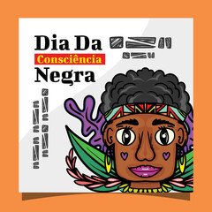 vector flat design instagram post to say hello to Dia da Consciencia Negra