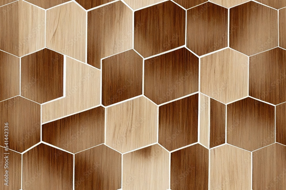 Canvas Prints Wood and marble Pattern Texture Used For Interior Exterior Ceramic Wall Tiles And Floor Tiles. Hexagon tiles.