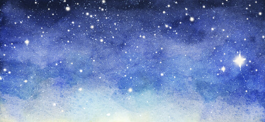 Watercolor night sky background with stars - 541442312