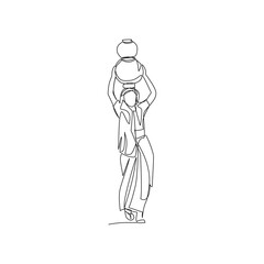 Vector illustration of indian girl drawn in line art style