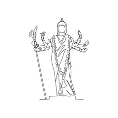 Vector illustration of indian goddess drawn in line art style