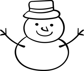 Cute Christmas Happy Snowman in hand drawn style