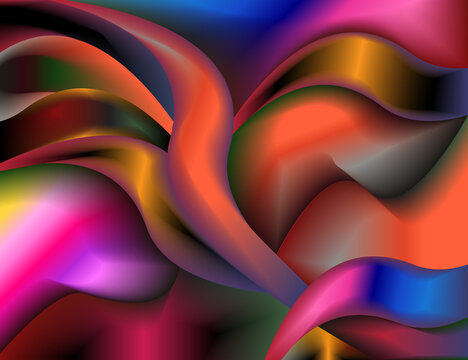 Horizontal flyer layout with 3d colorful blending flexuous entangling waves