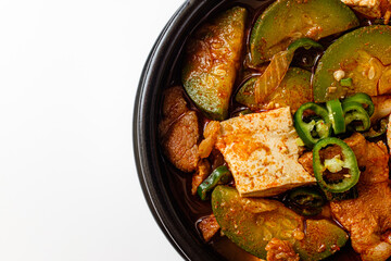 zucchini stew on a white background