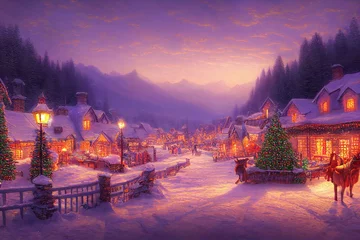 Zelfklevend Fotobehang kerst winter dorp © Gbor
