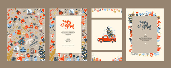 Set of corporate holiday cards vector illustration