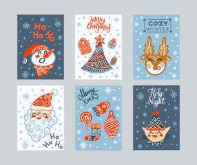 Set of corporate holiday cards vector illustration
