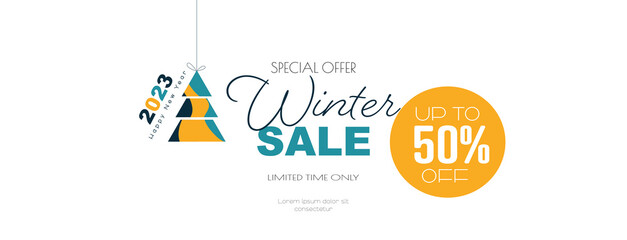 Winter Sale banner. Modern minimal design for sales.